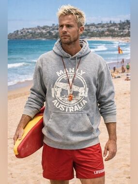 Hoxley Australia Manly Beach sz SM hoodie sweatshirt gray surf beach cover
